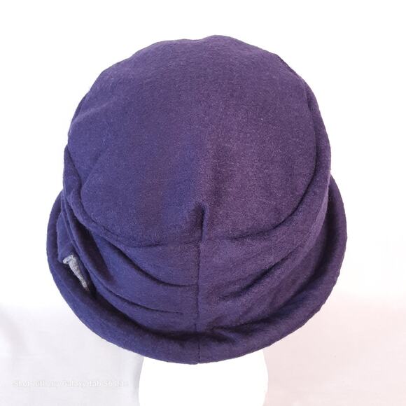 Siggi Womens Cloche Hat Grape Jelly Purple Wool Blend Gathered Bow Faux Pearl - Picture 4 of 7